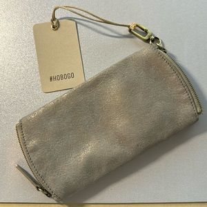 HOBO Spark Double Eyeglass Case Granite Gold Leather NWT